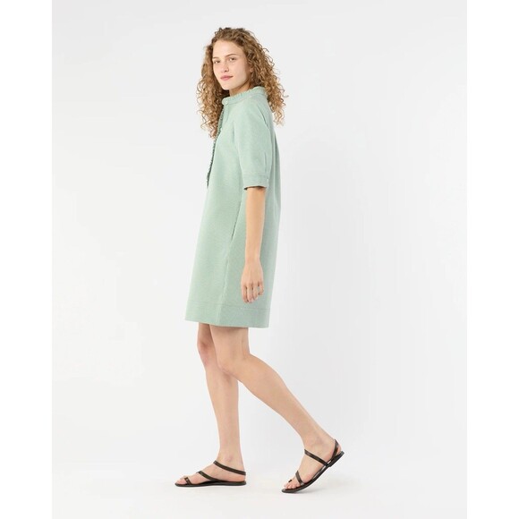 NWT Ann Mashburn Size Small Frill Dress Green White Small Bengal Stripe Stretchy - Picture 4 of 16